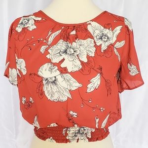 Flowy Sienna Sky Crop Top with Keyhole Back